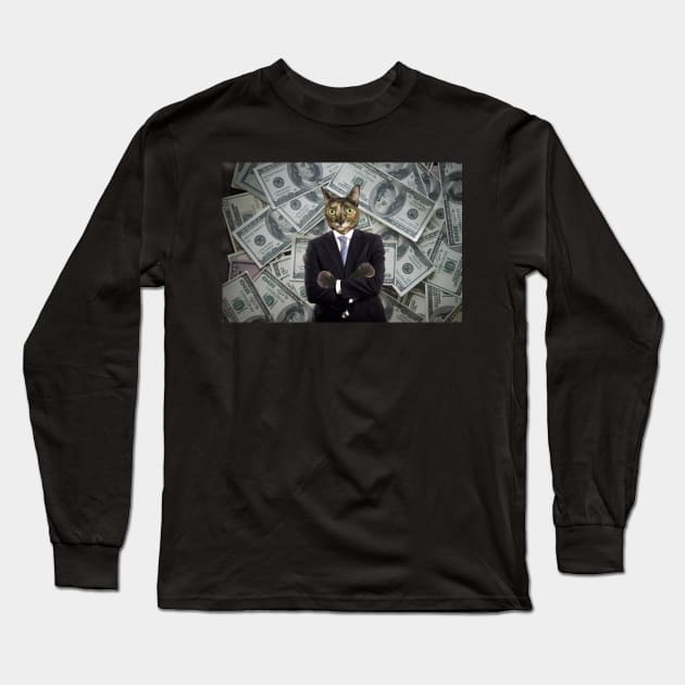 gato empresario millonario Long Sleeve T-Shirt by uchix